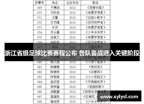 浙江省级足球比赛赛程公布 各队备战进入关键阶段